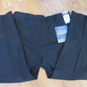 NWT Haggar Cool Right Performance Flex Pleated Classic Fit Black Pants 38x31